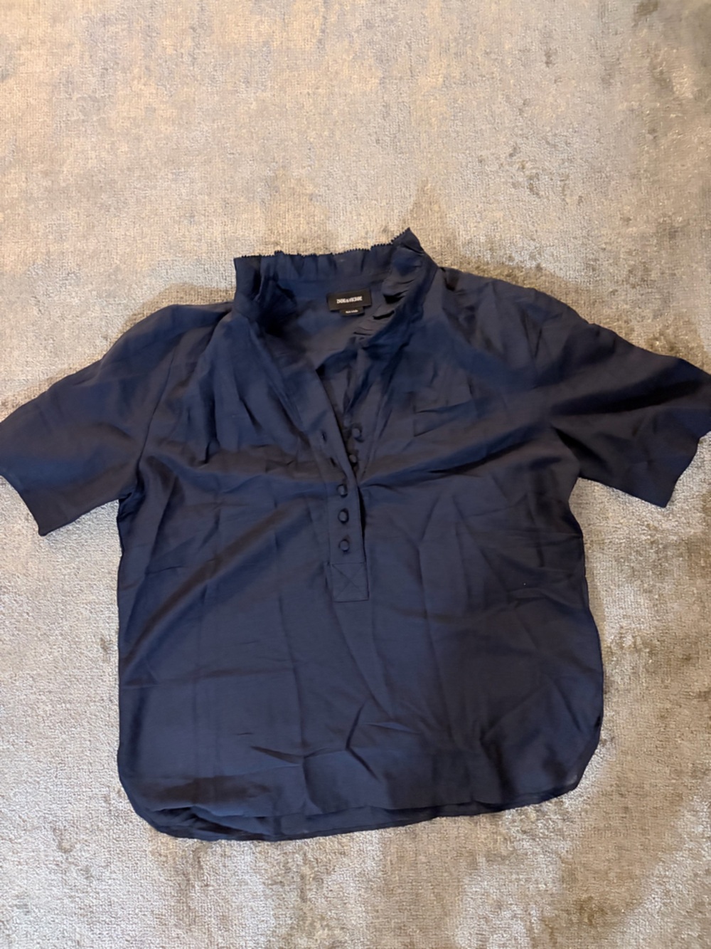 Zadig & Voltaire Navy Short-Sleeve Button Pullover Blouse